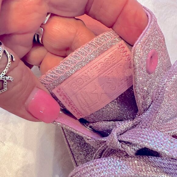 Converse Pink Glitter Athletic Shoes All Star Chuck’s Men’s 7 Women’s 9 - Picture 10 of 14